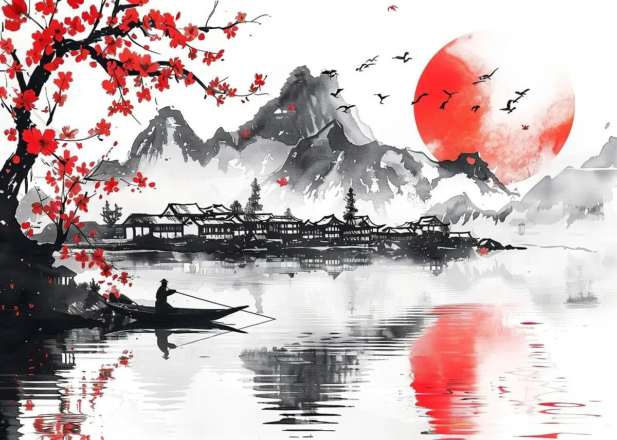 Paisaje Japonés en Lienzo