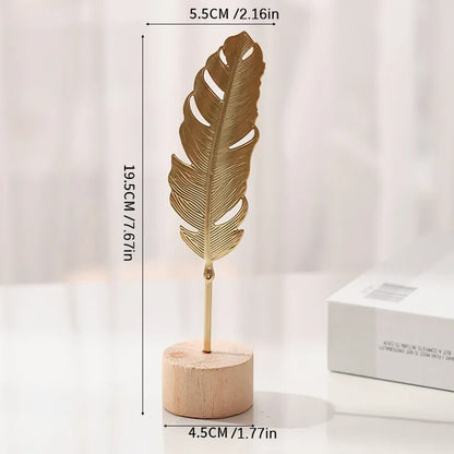 Escultura de Hoja Dorada – Metal y Madera para Decorar con Elegancia