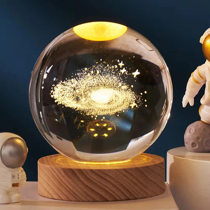Lámpara Esfera de Cristal 3D Galaxia (USB)