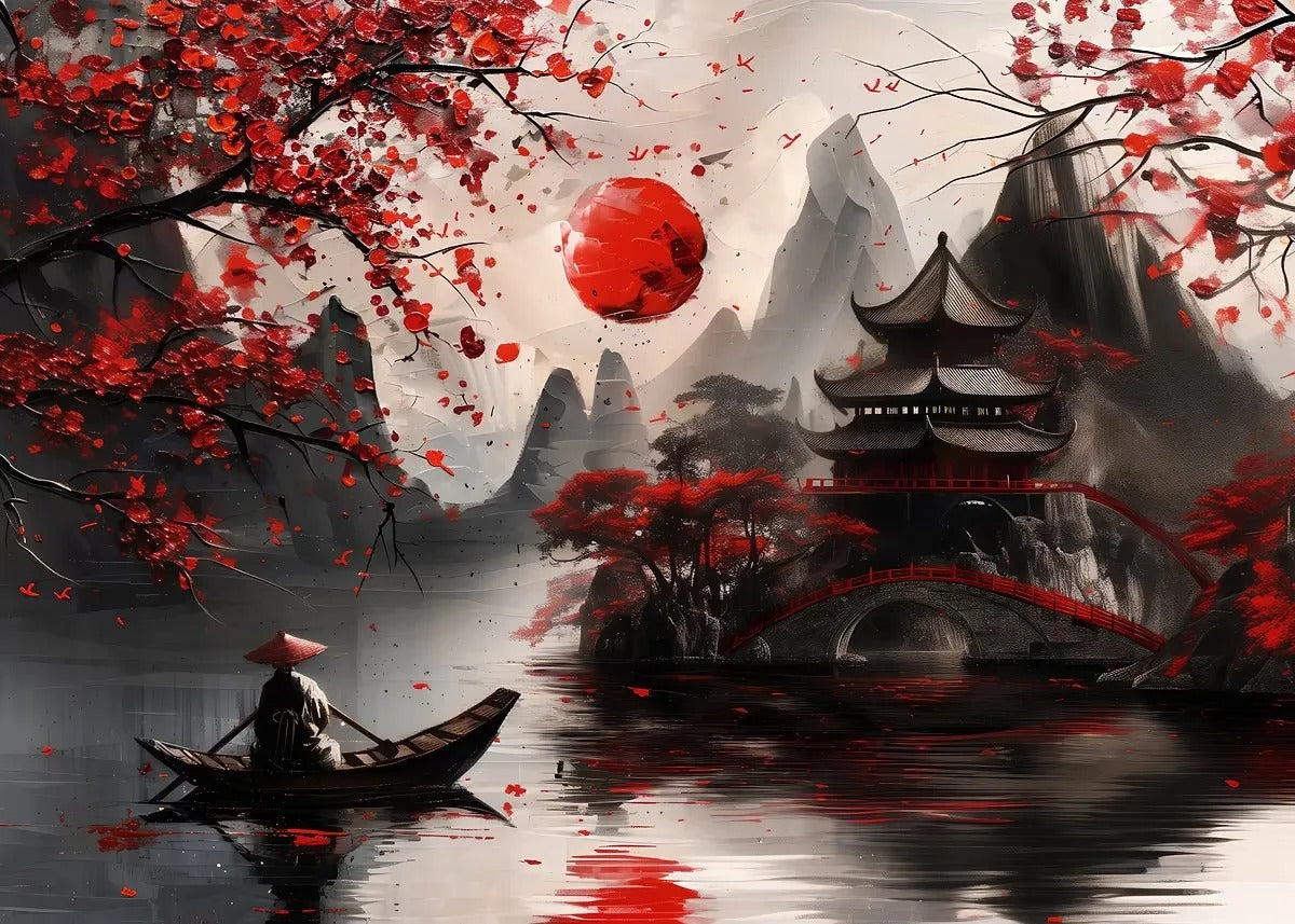 Paisaje Japonés en Lienzo