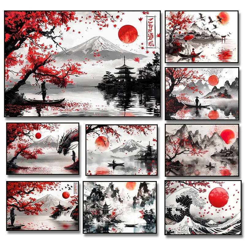 Paisaje Japonés en Lienzo