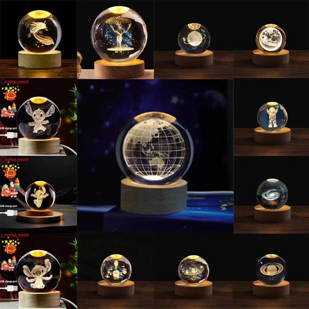 Lámpara Esfera de Cristal 3D Galaxia (USB)
