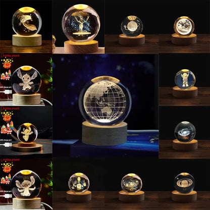 Lámpara Esfera de Cristal 3D Galaxia (USB)