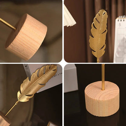 Escultura de Hoja Dorada – Metal y Madera para Decorar con Elegancia