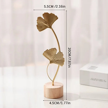 Escultura de Hoja Dorada – Metal y Madera para Decorar con Elegancia