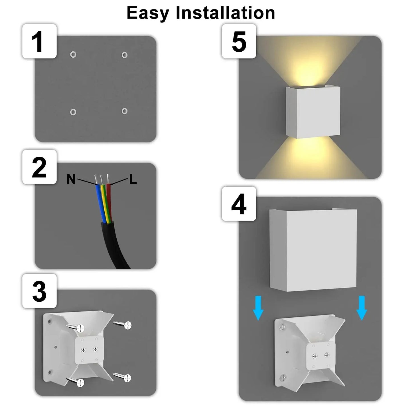Aplique LED 6 W IP65 en Aluminio (Negro/Blanco) – Luz Cálida o Fría