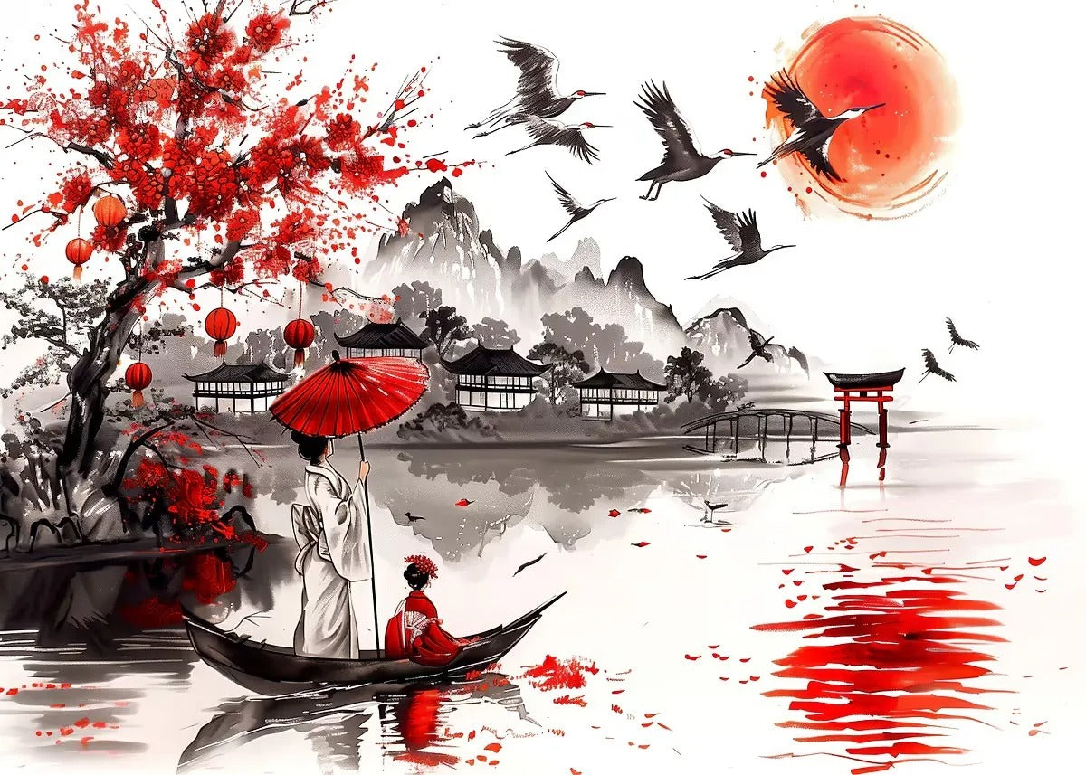 Paisaje Japonés en Lienzo