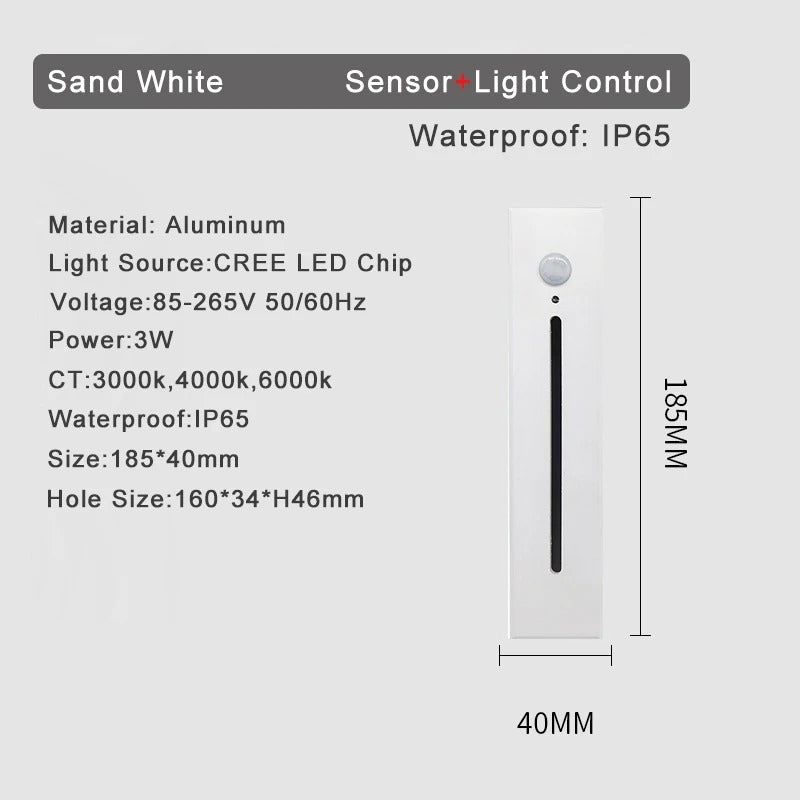 Aplique LED con Sensor de Movimiento 3 W Resistente al agua
